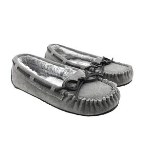 Minnetonka Grey Moccasin Slippers - Size 7